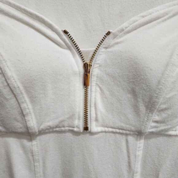 Cache Women's 3/4 Sleeve Zip Sweetheart Neck Knit Corset Style Top White Size XS - Picture 5 of 11